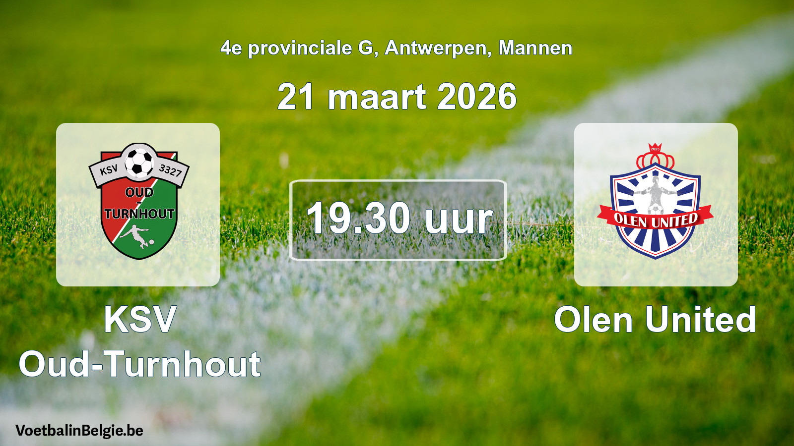 Geplande wedstrijd mannenvoetbal: KSV Oud-Turnhout - Olen United (21 maart 2026)