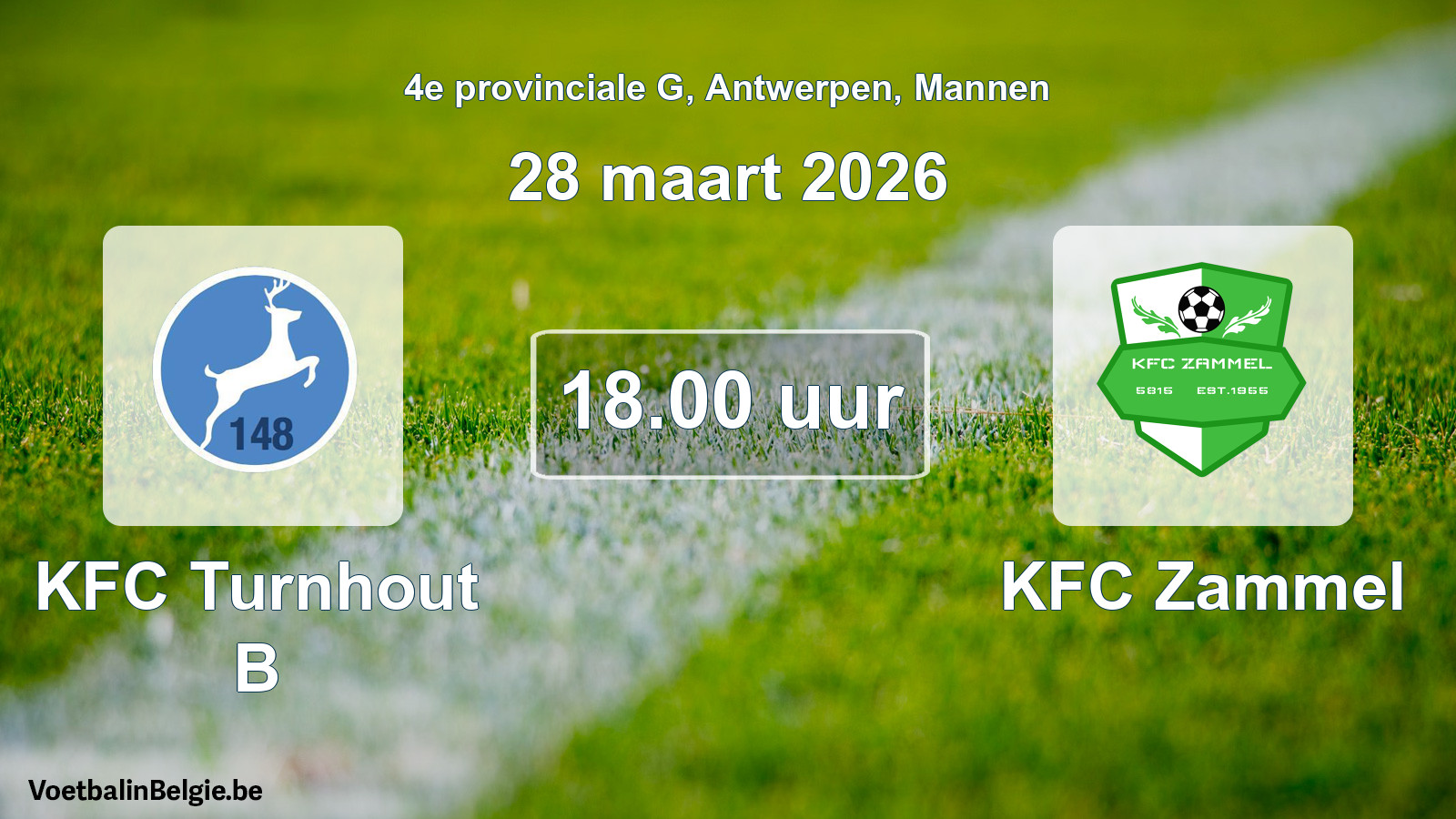 Scheduled match men football: KFC Turnhout B - KFC Zammel (28 March 2026)