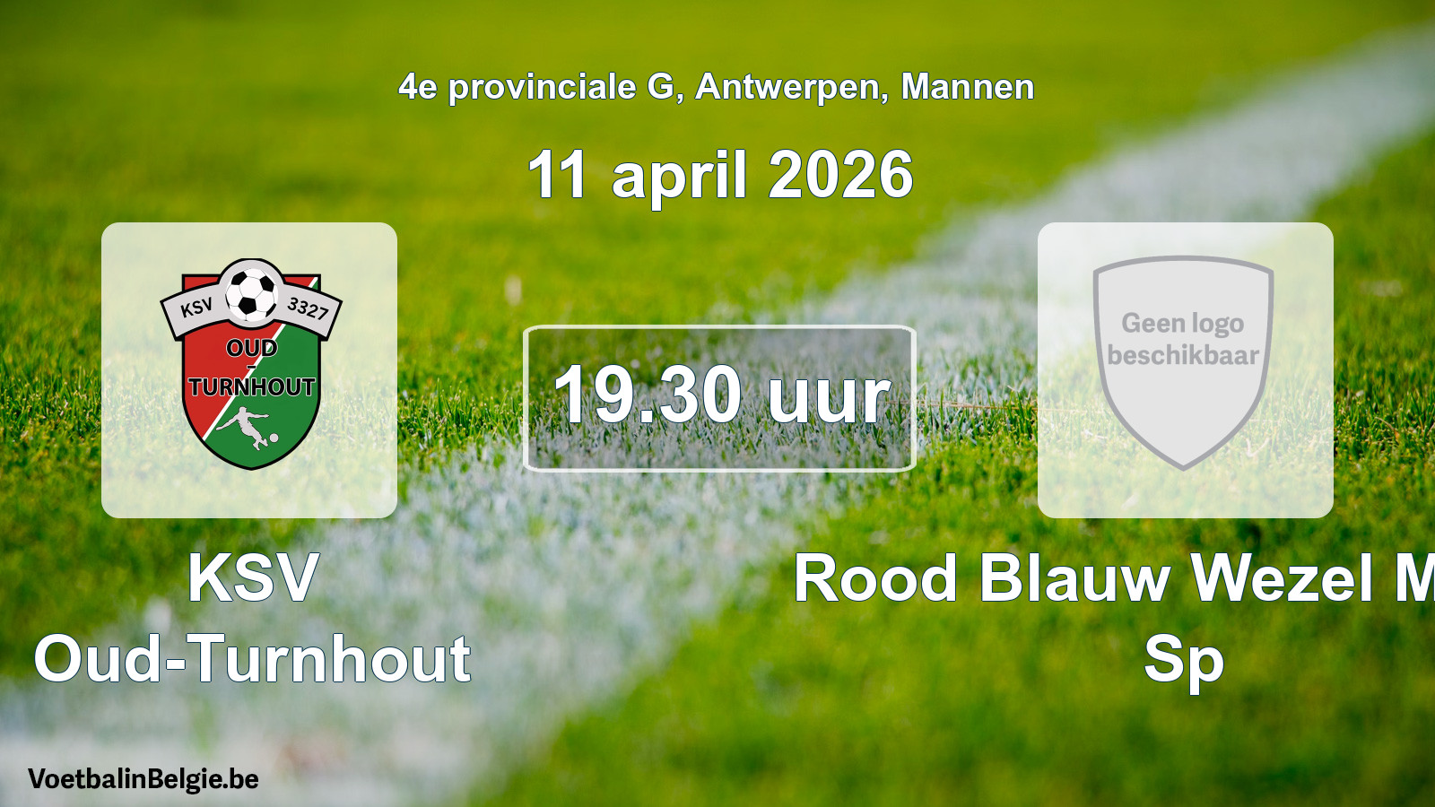 Scheduled match men football: KSV Oud-Turnhout - Rood Blauw Wezel Molse Sp (11 April 2026)