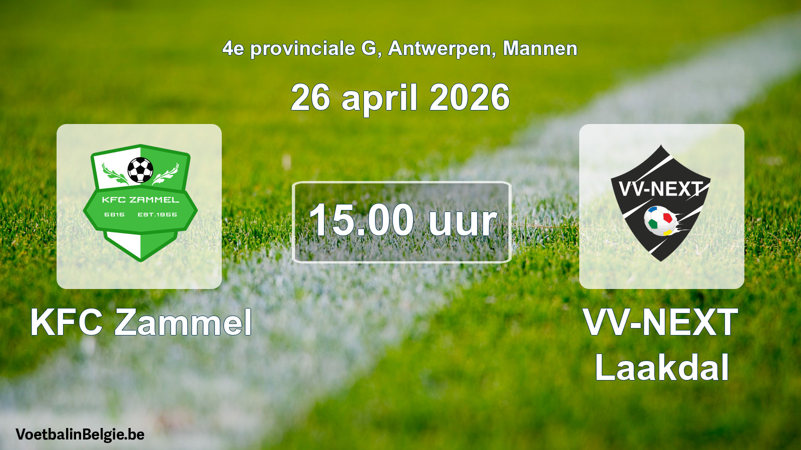 Scheduled match men football: KFC Zammel - VV-NEXT Laakdal (26 April 2026)