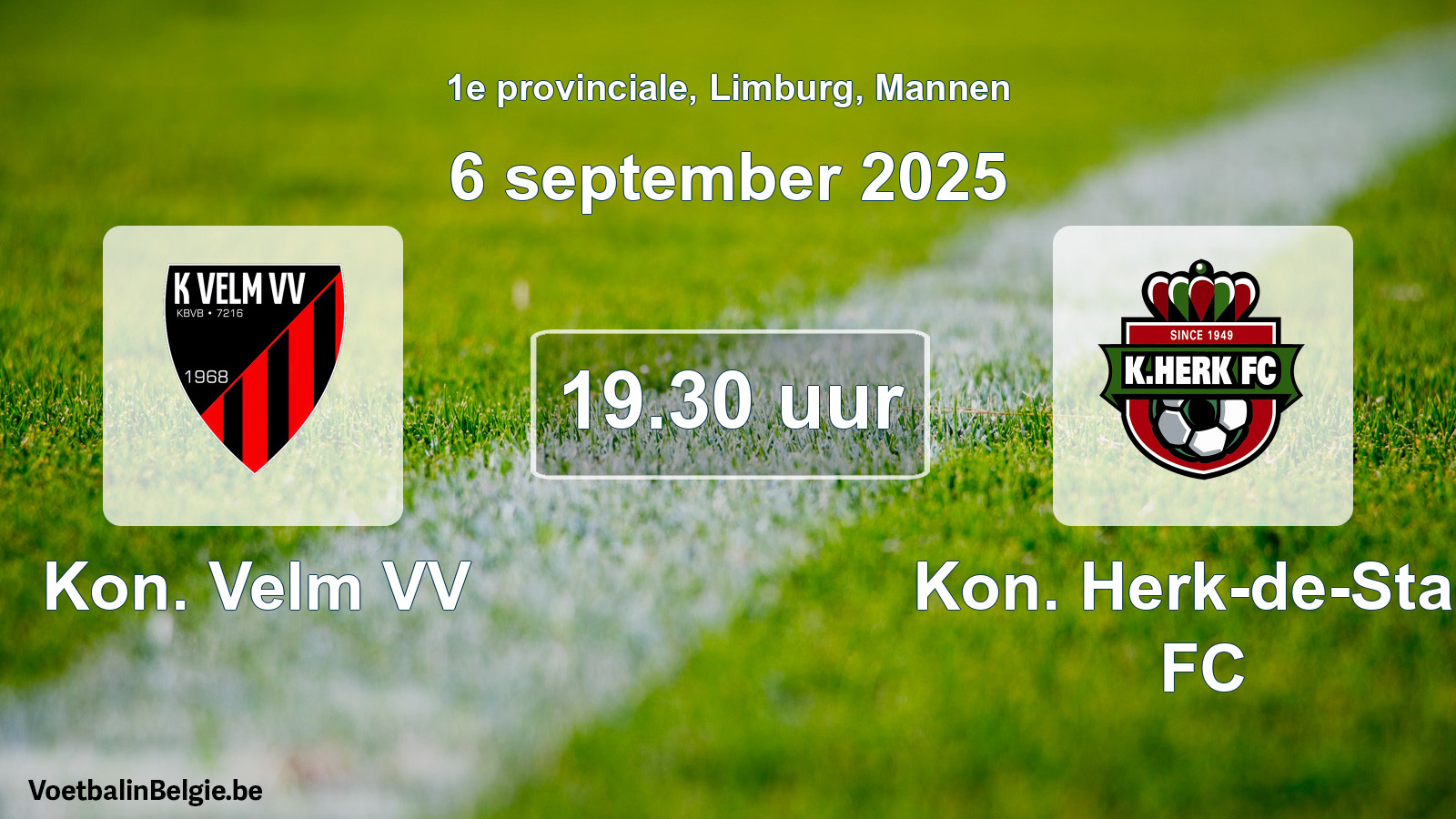 Scheduled match men football: Kon. Velm VV - Kon. Herk-de-Stad FC (6 September 2025)