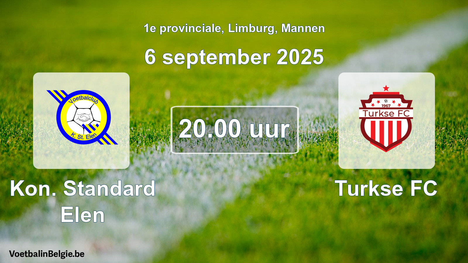 Scheduled match men football: Kon. Standard Elen - Turkse FC (6 September 2025)