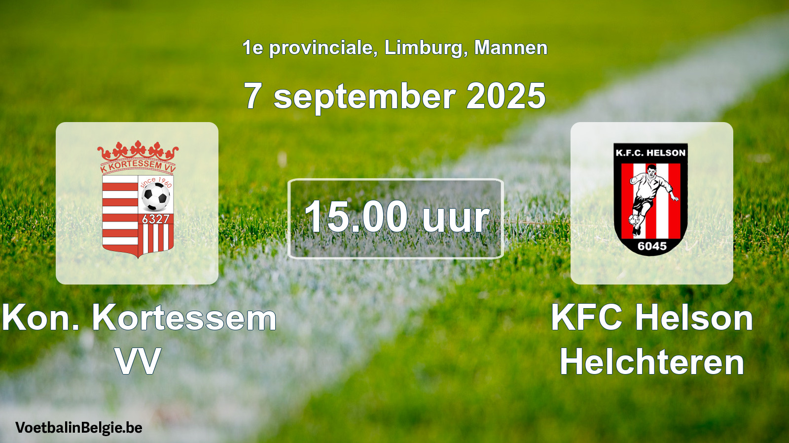 Geplande wedstrijd mannenvoetbal: Kon. Kortessem VV - KFC Helson Helchteren (7 september 2025)