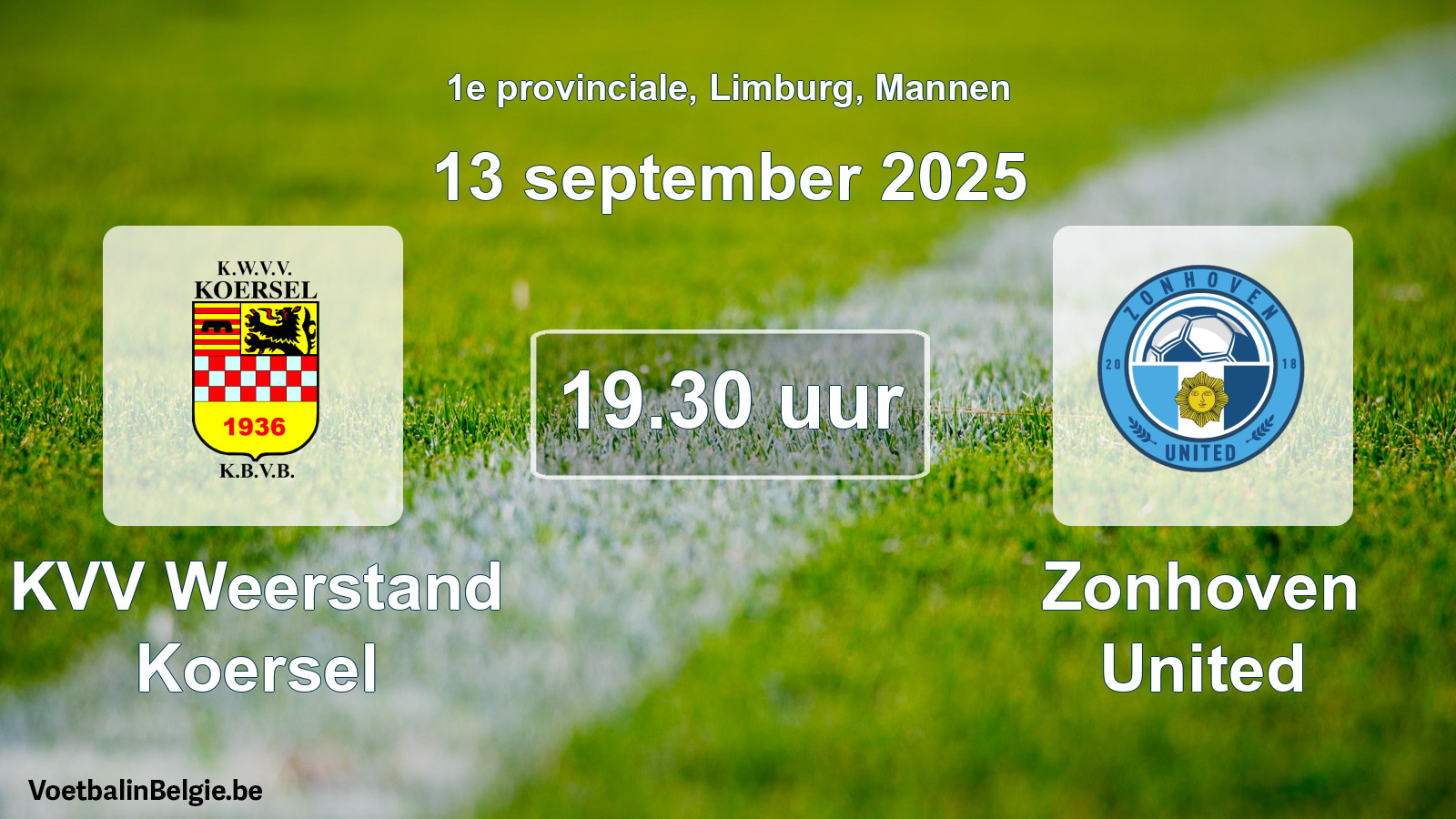 Scheduled match men football: KVV Weerstand Koersel - Zonhoven United (13 September 2025)