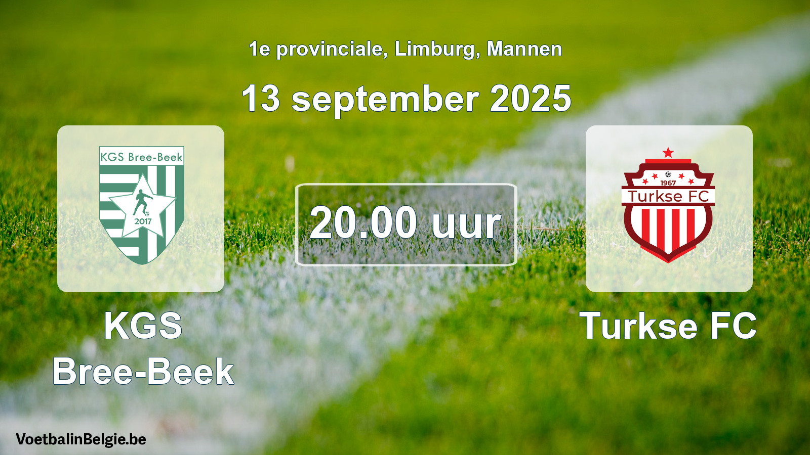Geplande wedstrijd mannenvoetbal: KGS Bree-Beek - Turkse FC (13 september 2025)
