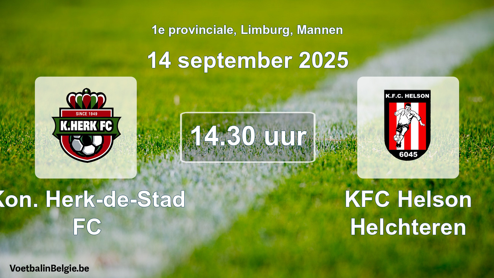 Geplande wedstrijd mannenvoetbal: Kon. Herk-de-Stad FC - KFC Helson Helchteren (14 september 2025)