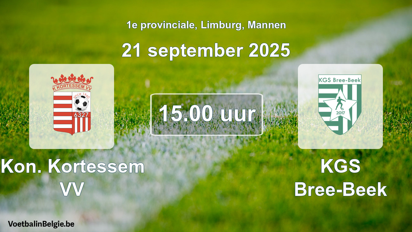 Scheduled match men football: Kon. Kortessem VV - KGS Bree-Beek (21 September 2025)