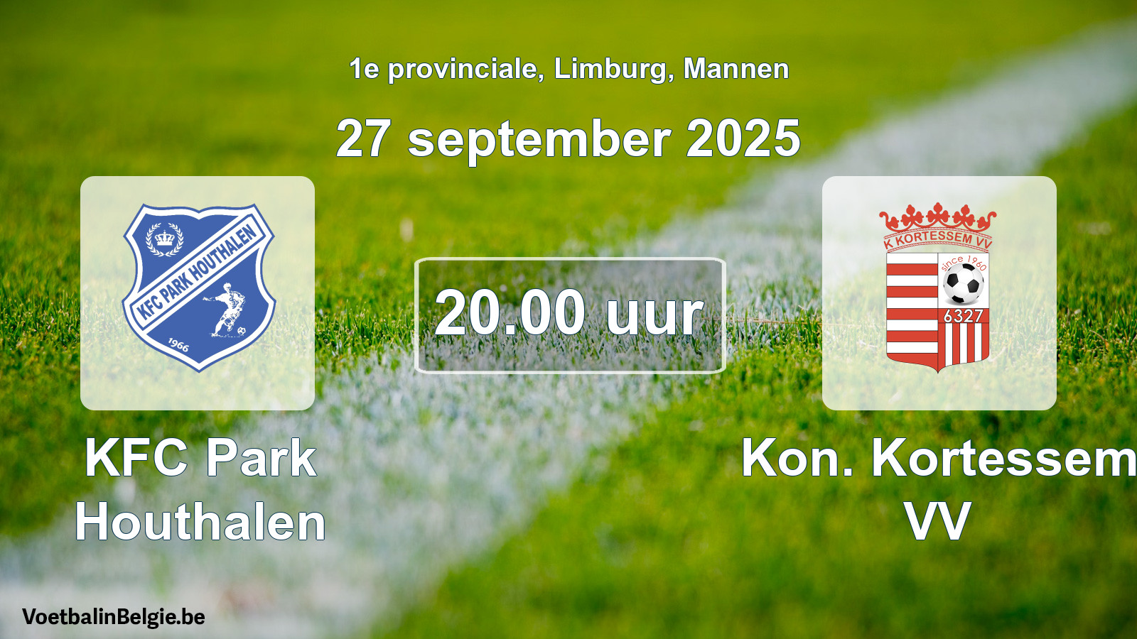 Geplande wedstrijd mannenvoetbal: KFC Park Houthalen - Kon. Kortessem VV (27 september 2025)