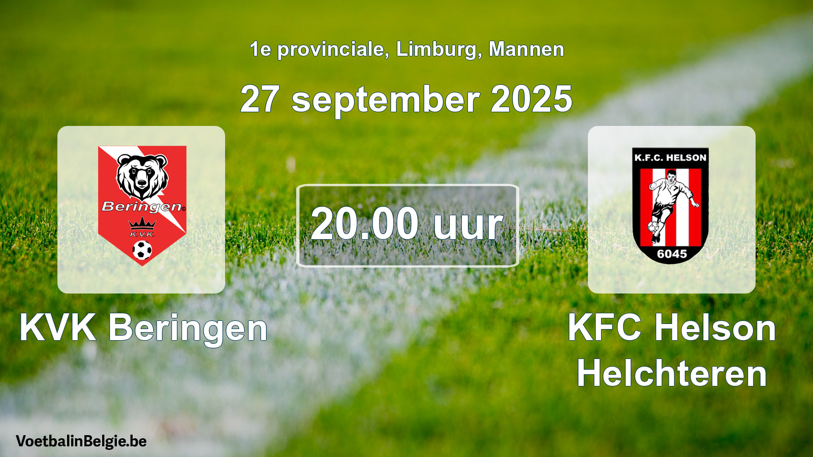 Scheduled match men football: KVK Beringen - KFC Helson Helchteren (27 September 2025)