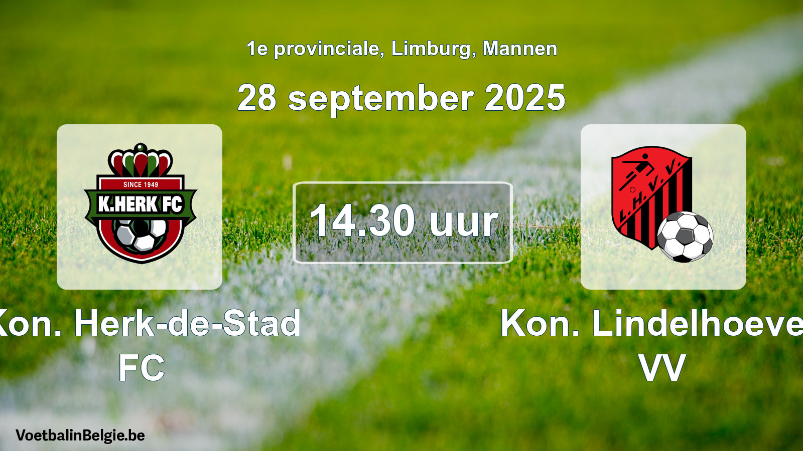 Scheduled match men football: Kon. Herk-de-Stad FC - Kon. Lindelhoeven VV (28 September 2025)