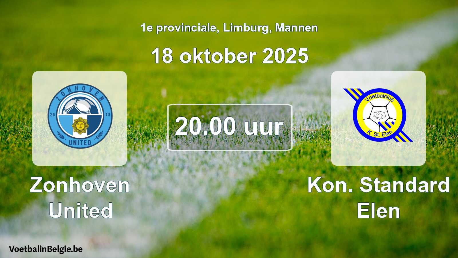 Geplande wedstrijd mannenvoetbal: Zonhoven United - Kon. Standard Elen (18 oktober 2025)