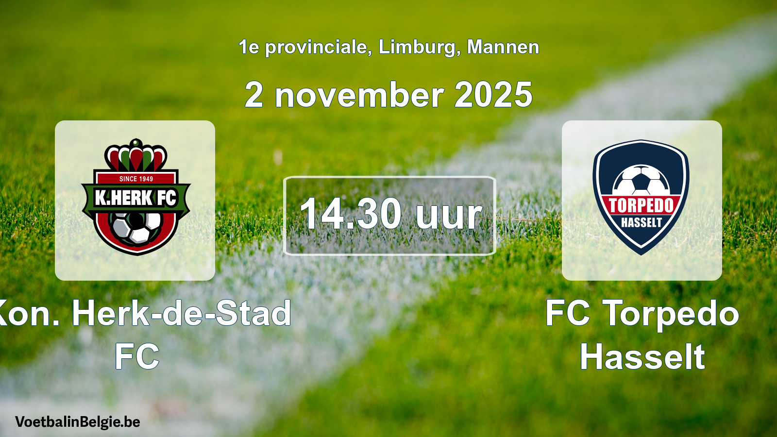 Scheduled match men football: Kon. Herk-de-Stad FC - FC Torpedo Hasselt (2 November 2025)