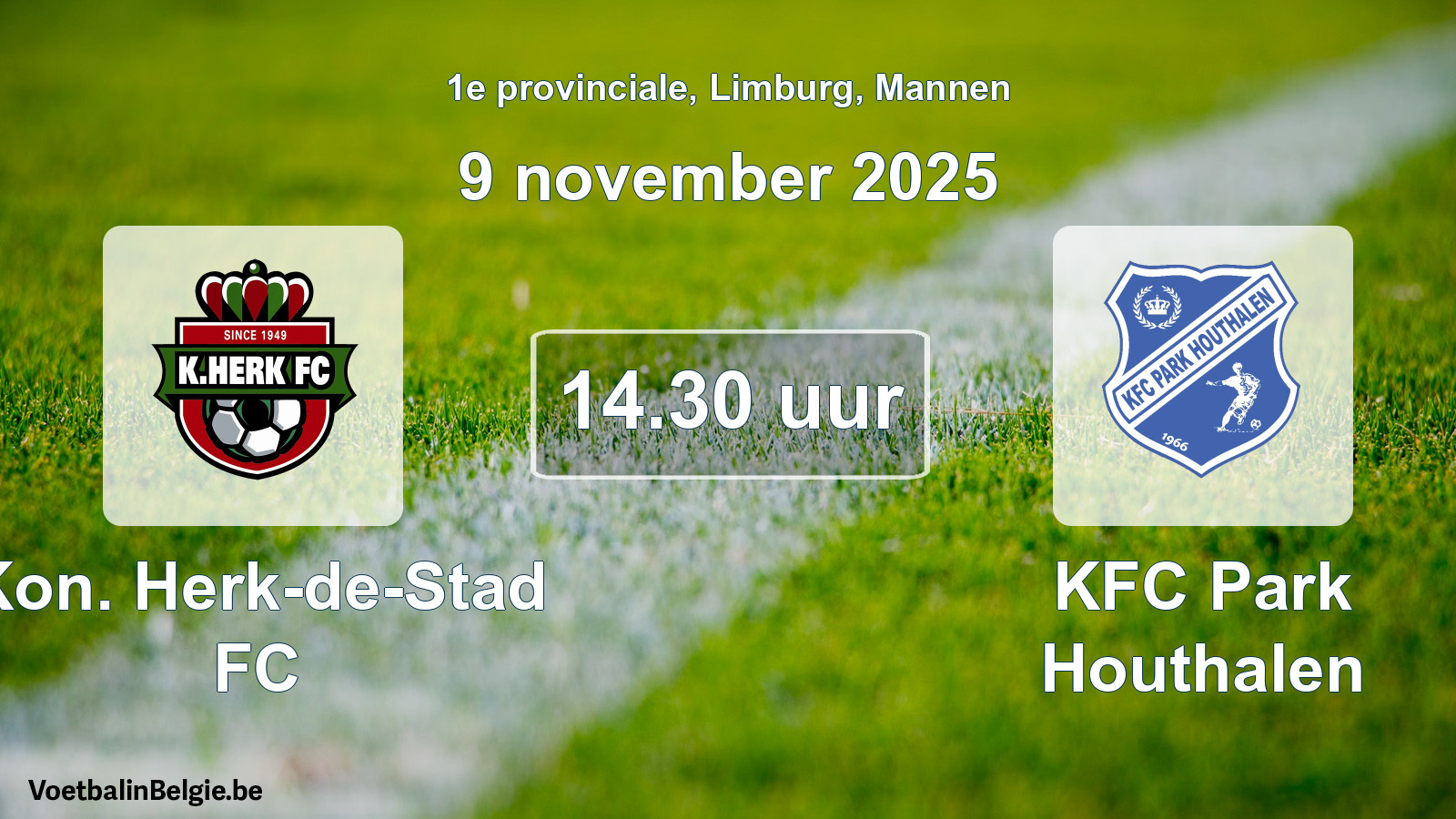 Geplande wedstrijd mannenvoetbal: Kon. Herk-de-Stad FC - KFC Park Houthalen (9 november 2025)