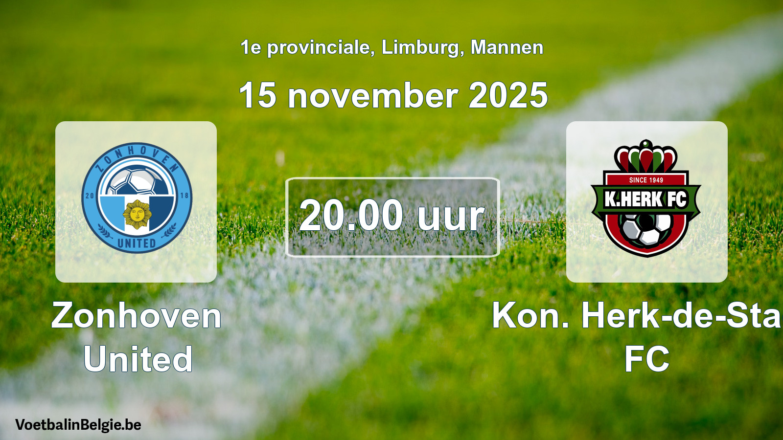Match prévu football hommes: Zonhoven United - Kon. Herk-de-Stad FC (15 novembre 2025)