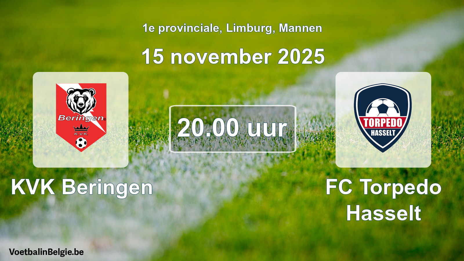 Scheduled match men football: KVK Beringen - FC Torpedo Hasselt (15 November 2025)