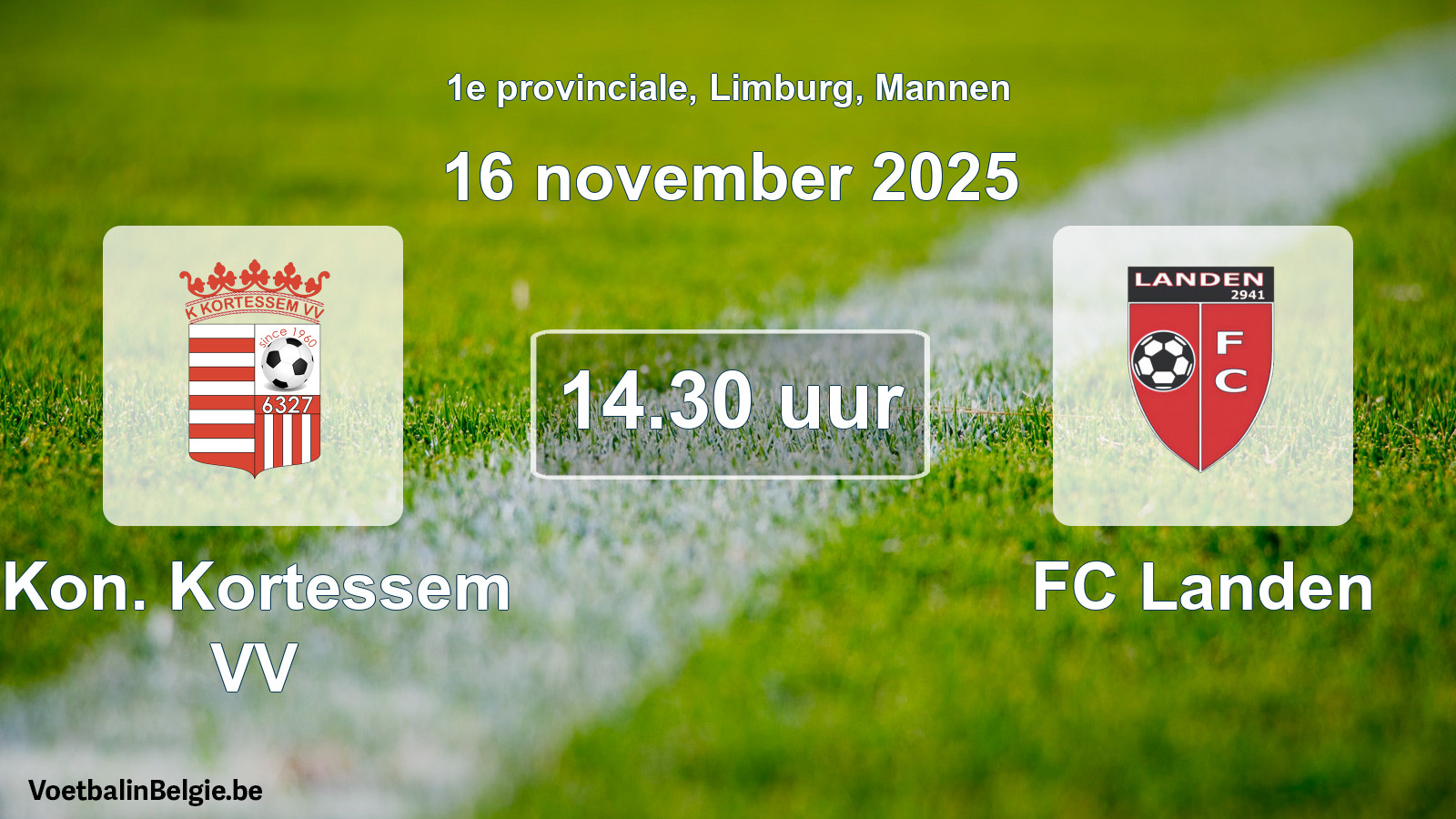 Geplantes Spiel männer-Fußball: Kon. Kortessem VV - FC Landen (16 November 2025)