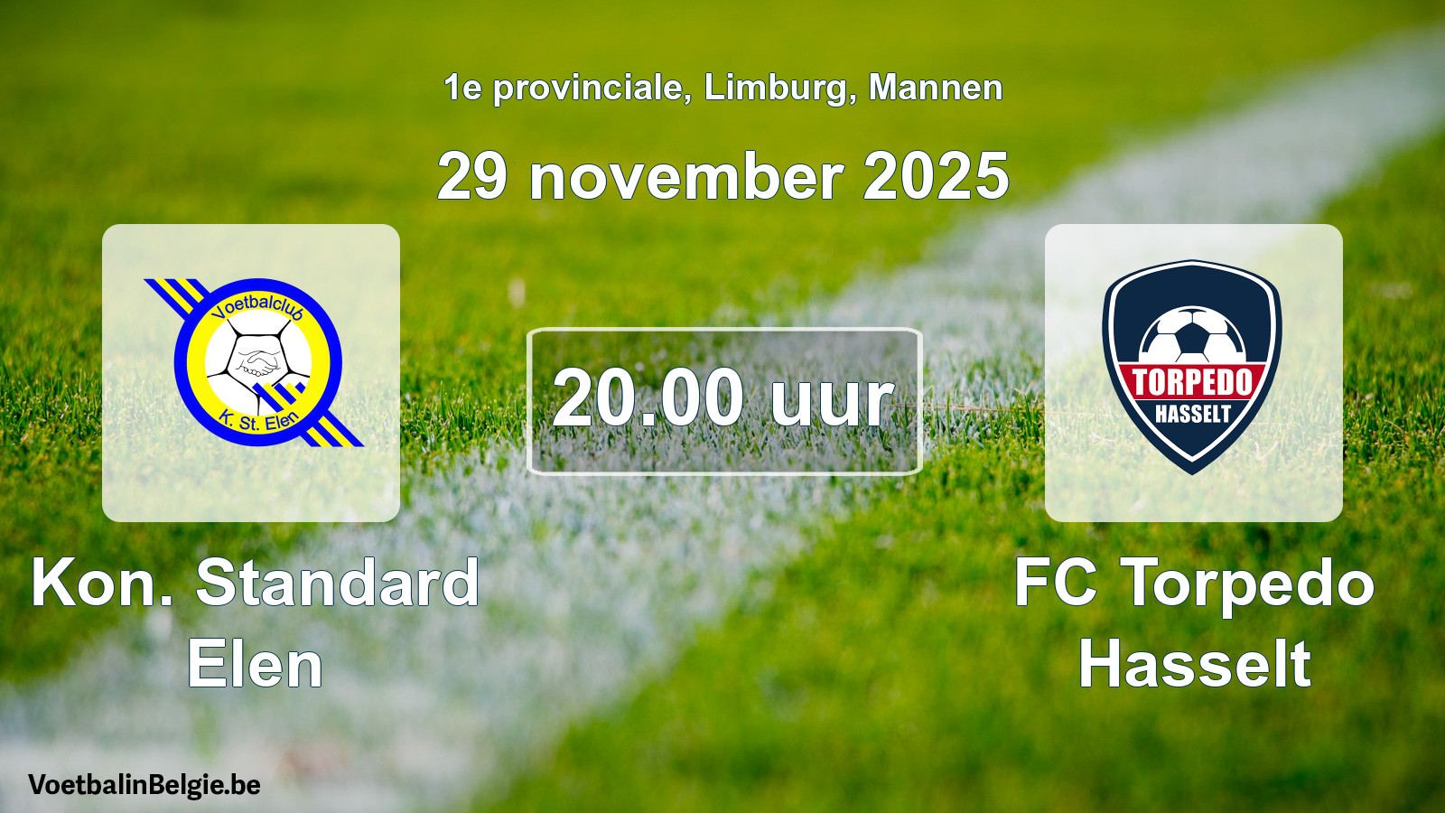 Scheduled match men football: Kon. Standard Elen - FC Torpedo Hasselt (29 November 2025)