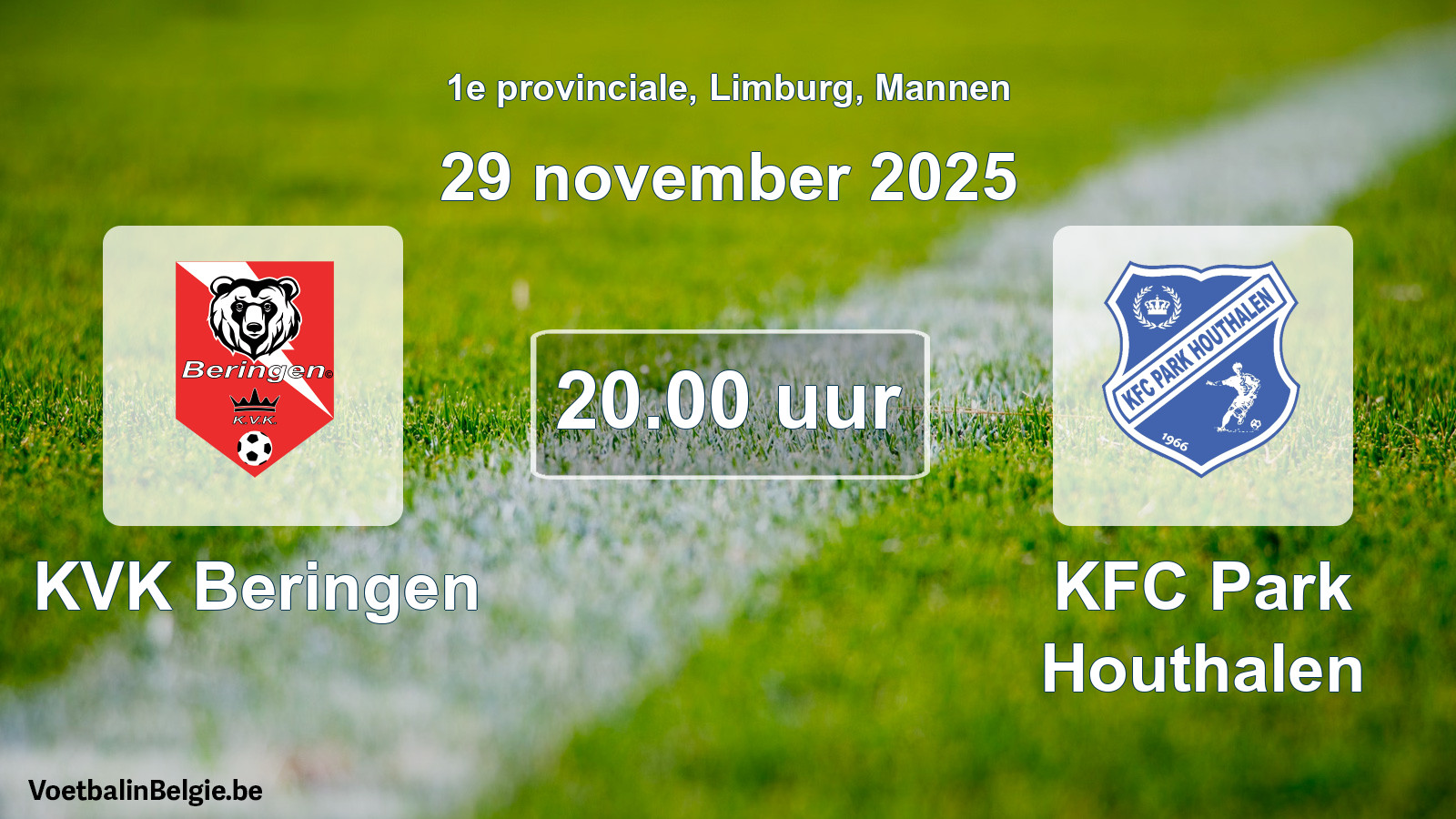 Geplantes Spiel männer-Fußball: KVK Beringen - KFC Park Houthalen (29 November 2025)