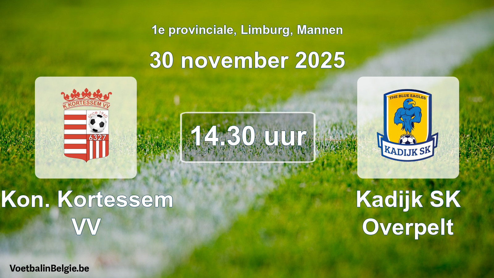 Scheduled match men football: Kon. Kortessem VV - Kadijk SK Overpelt (30 November 2025)