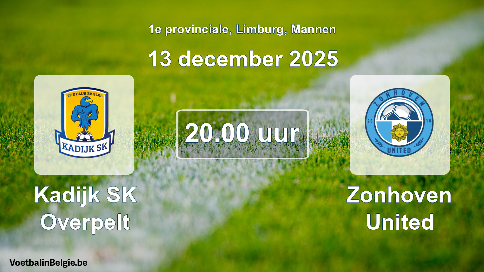 Geplande wedstrijd mannenvoetbal: Kadijk SK Overpelt - Zonhoven United (13 december 2025)