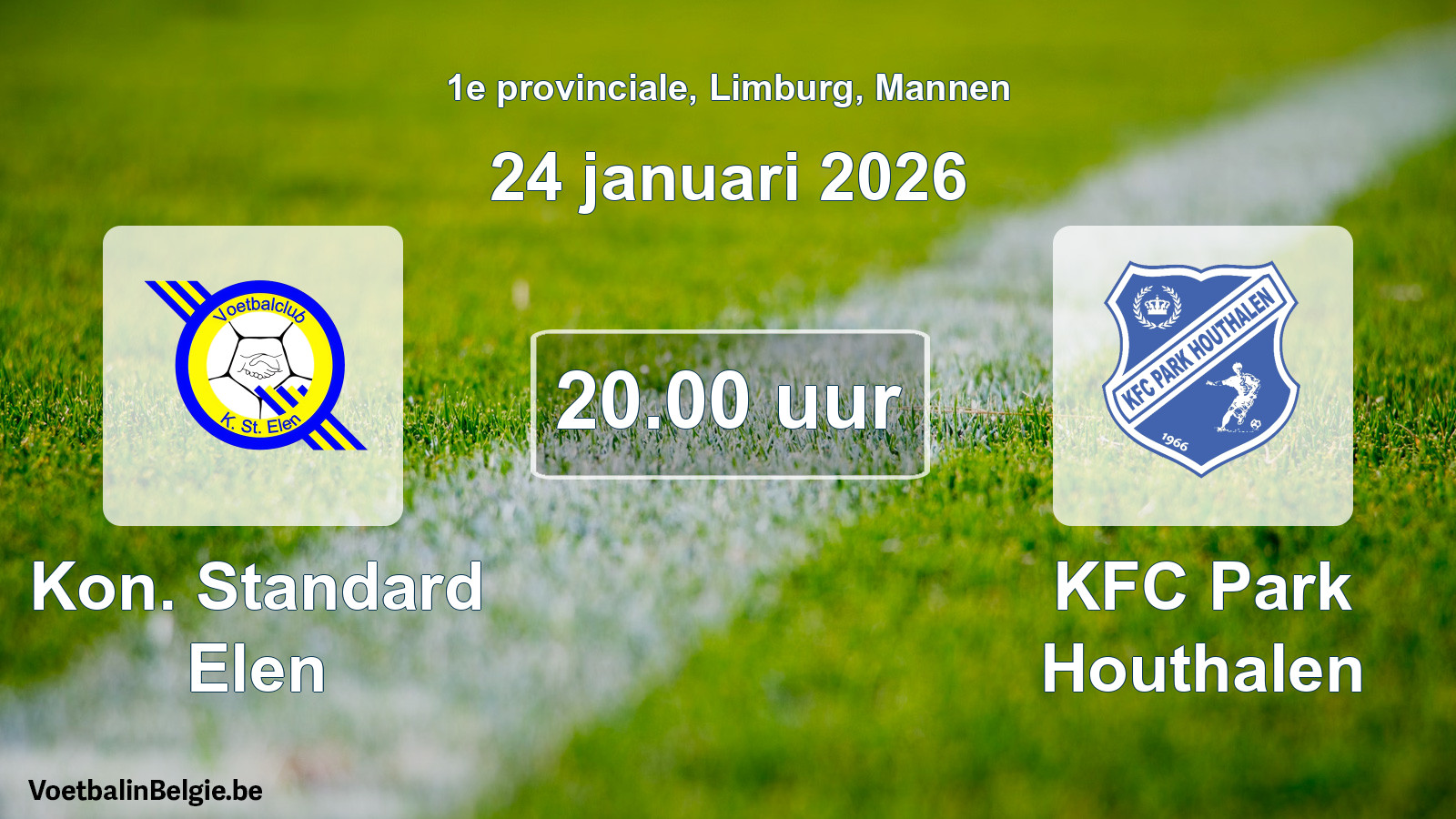 Scheduled match men football: Kon. Standard Elen - KFC Park Houthalen (24 January 2026)