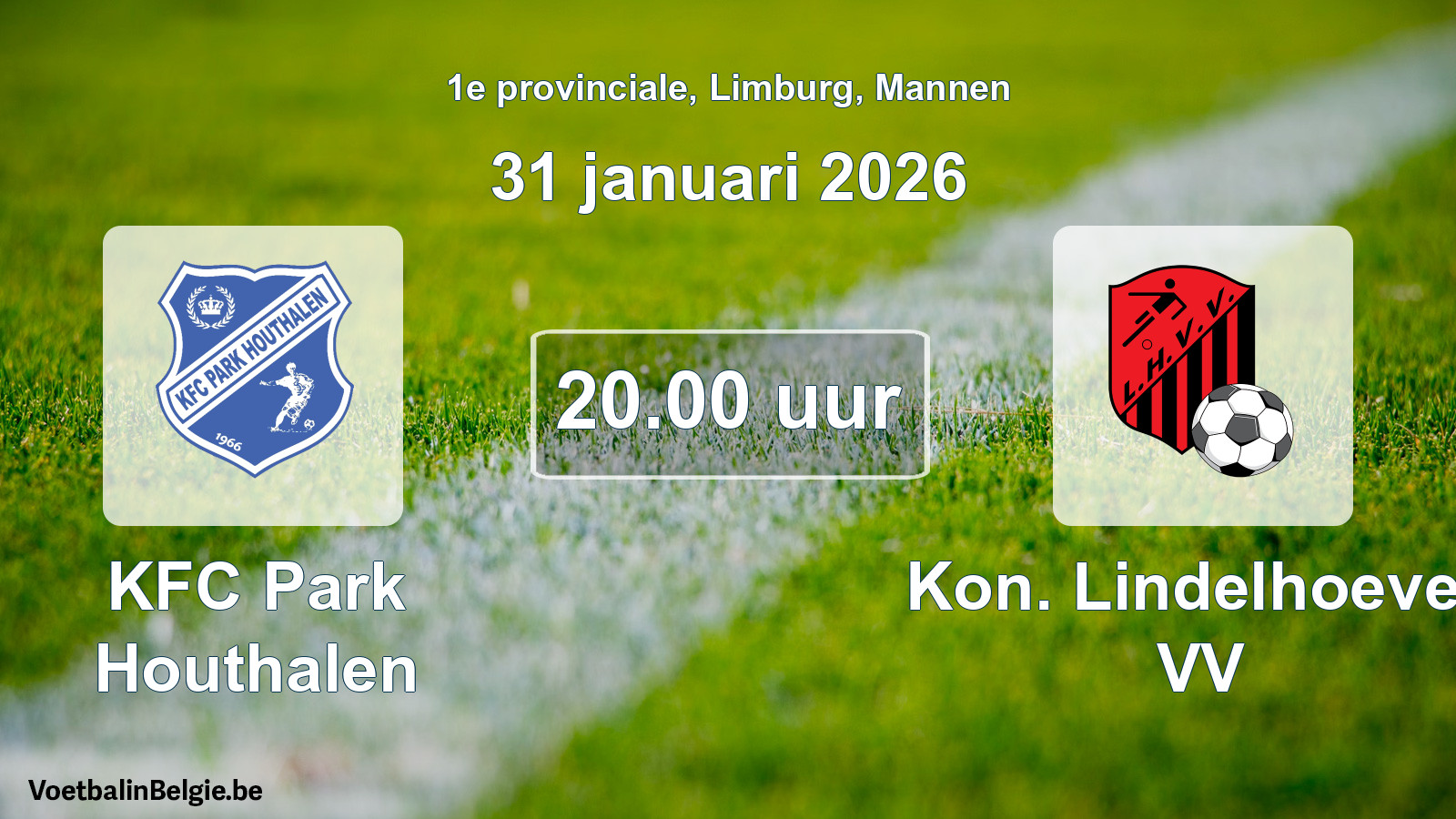 Geplande wedstrijd mannenvoetbal: KFC Park Houthalen - Kon. Lindelhoeven VV (31 januari 2026)