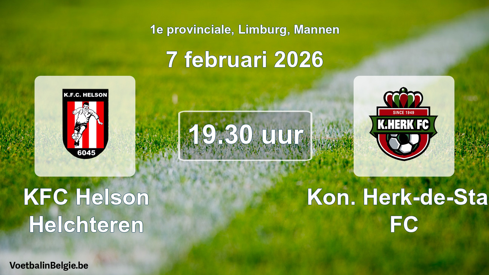 Scheduled match men football: KFC Helson Helchteren - Kon. Herk-de-Stad FC (7 February 2026)
