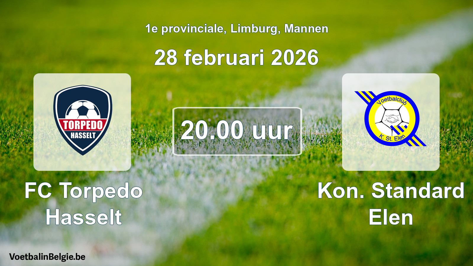 Scheduled match men football: FC Torpedo Hasselt - Kon. Standard Elen (28 February 2026)