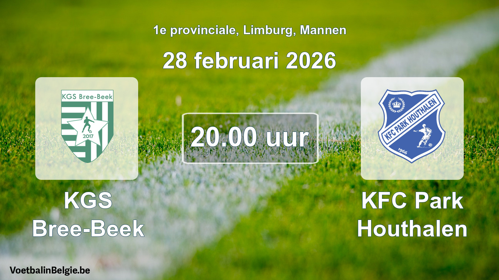Scheduled match men football: KGS Bree-Beek - KFC Park Houthalen (28 February 2026)