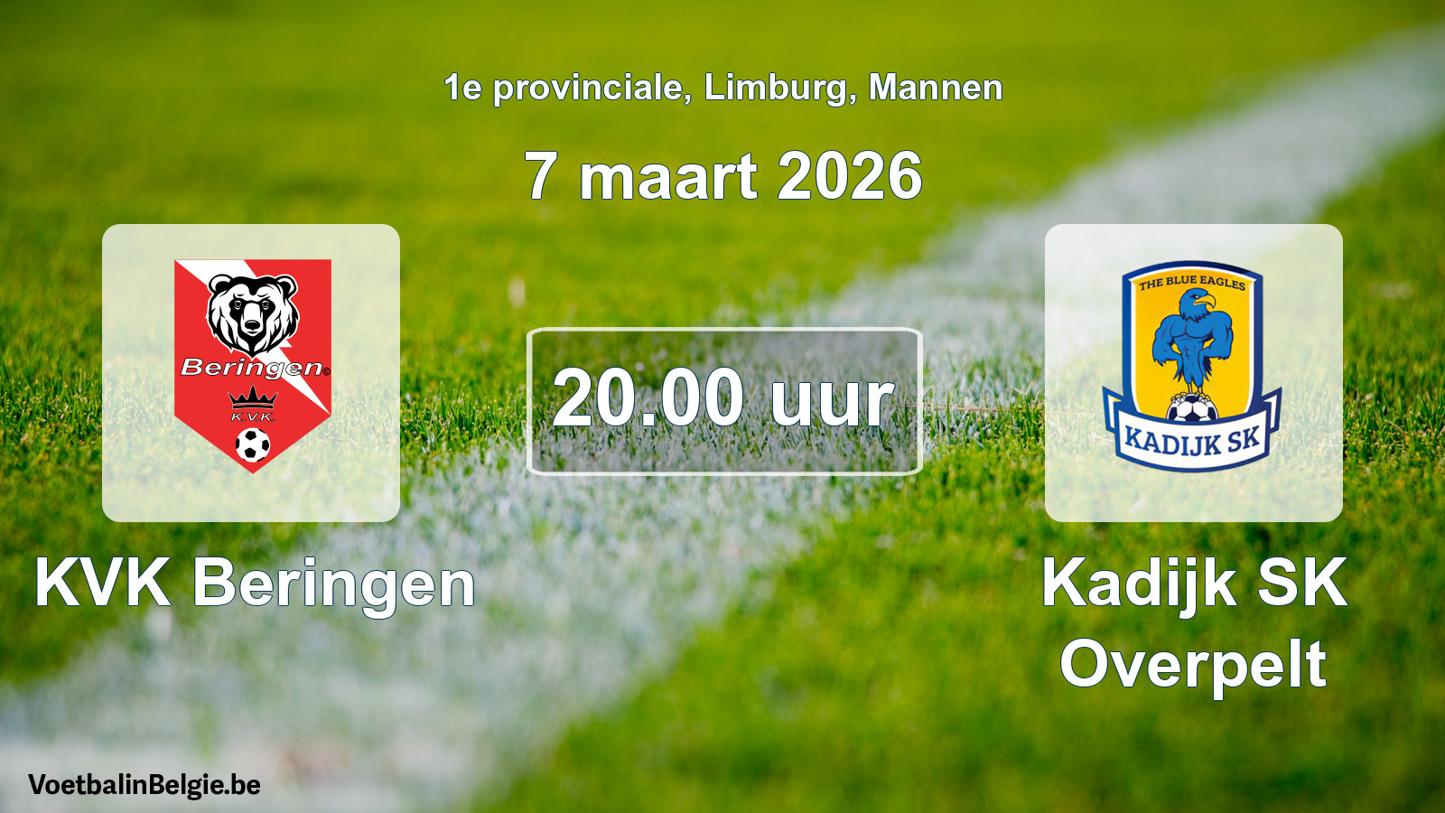 Scheduled match men football: KVK Beringen - Kadijk SK Overpelt (7 March 2026)