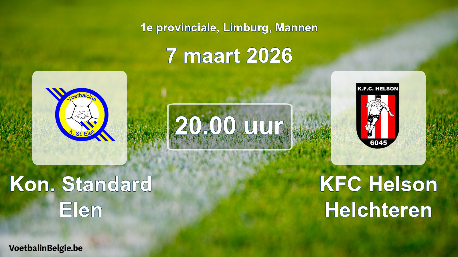 Scheduled match men football: Kon. Standard Elen - KFC Helson Helchteren (7 March 2026)