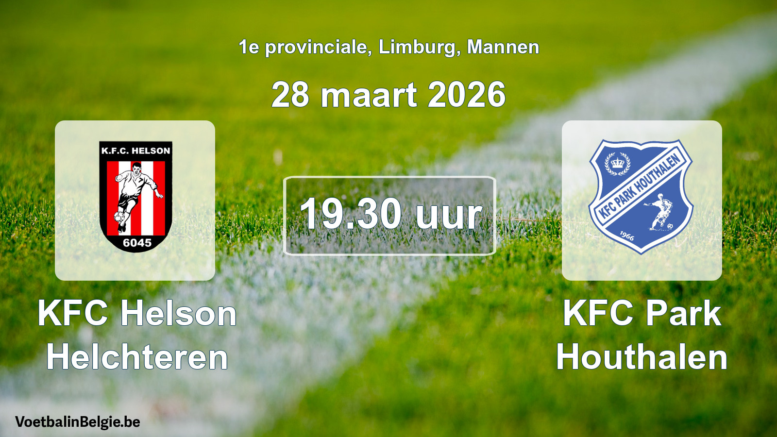 Geplande wedstrijd mannenvoetbal: KFC Helson Helchteren - KFC Park Houthalen (28 maart 2026)