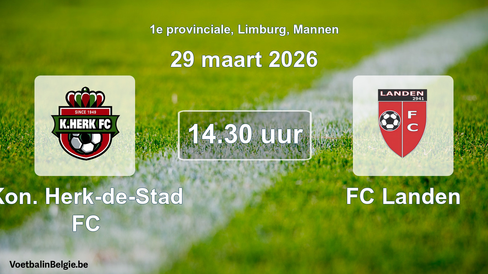 Geplande wedstrijd mannenvoetbal: Kon. Herk-de-Stad FC - FC Landen (29 maart 2026)