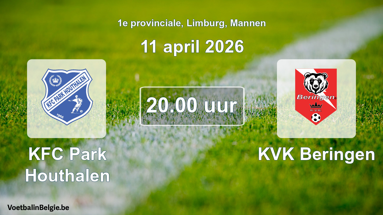 Scheduled match men football: KFC Park Houthalen - KVK Beringen (11 April 2026)