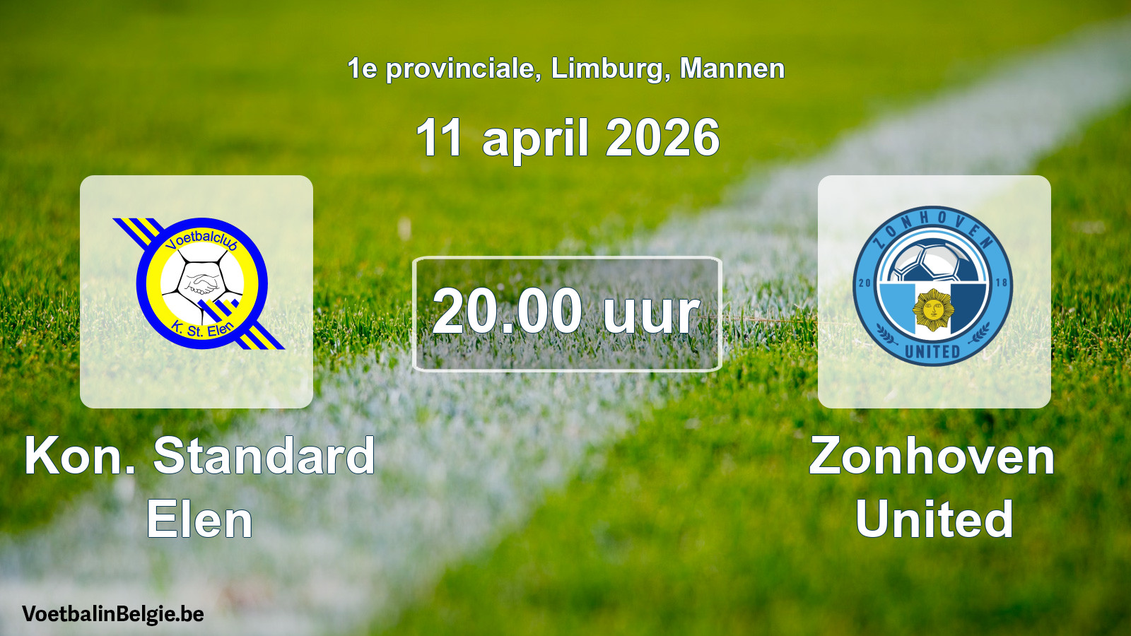 Scheduled match men football: Kon. Standard Elen - Zonhoven United (11 April 2026)