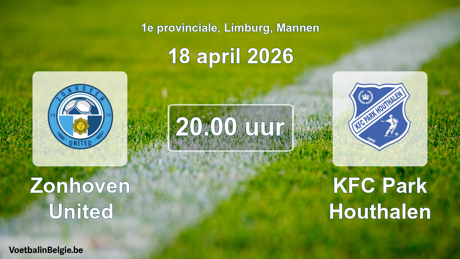 Scheduled match men football: Zonhoven United - KFC Park Houthalen (18 April 2026)