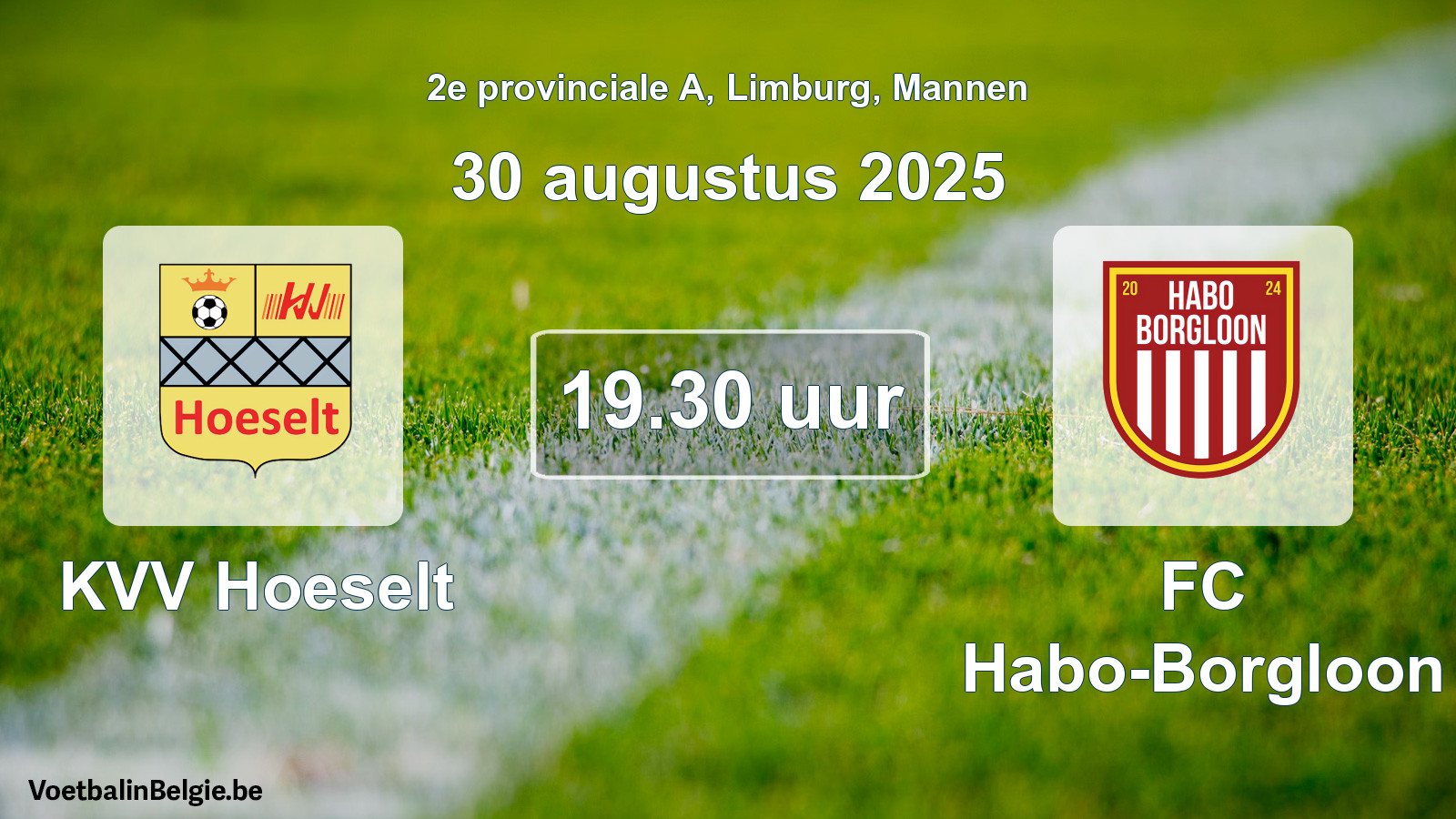 Geplantes Spiel männer-Fußball: KVV Hoeselt - FC Habo-Borgloon (30 August 2025)