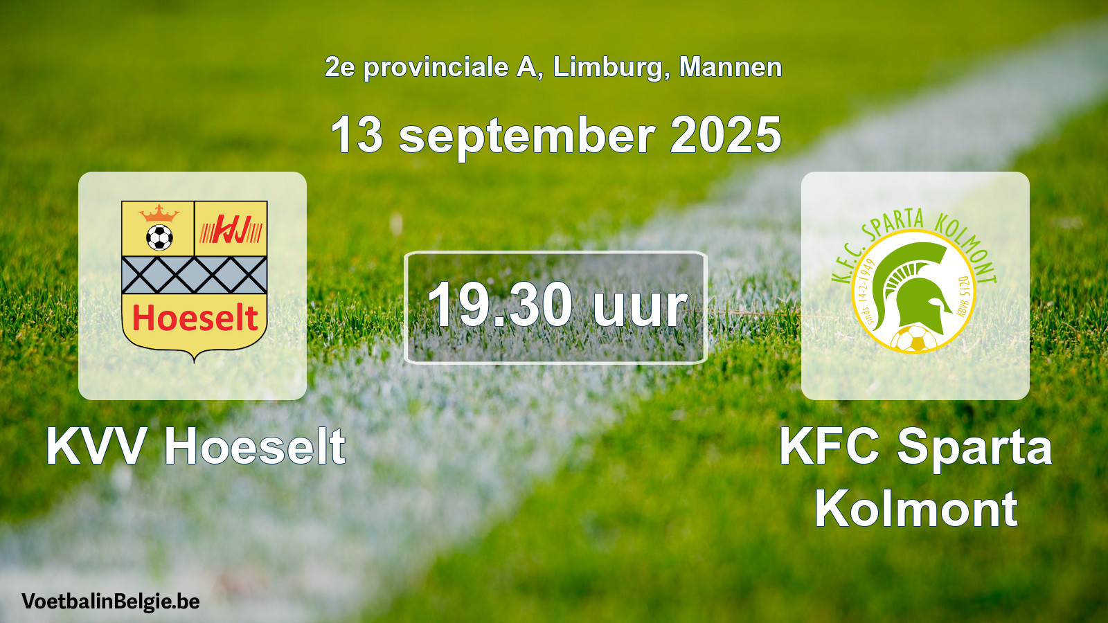 Scheduled match men football: KVV Hoeselt - KFC Sparta Kolmont (13 September 2025)