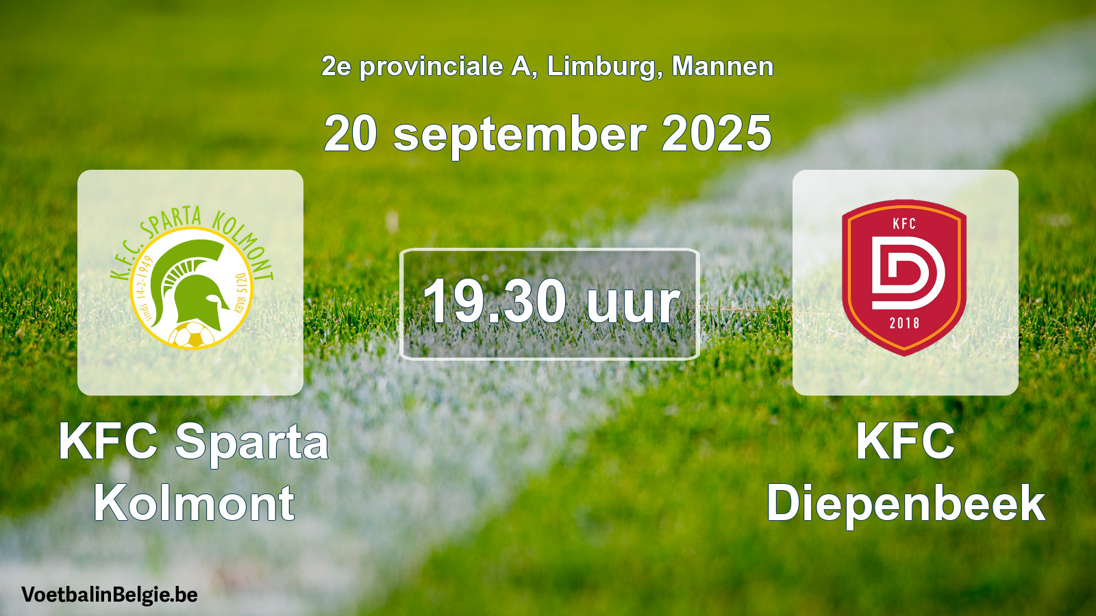 Scheduled match men football: KFC Sparta Kolmont - KFC Diepenbeek (20 September 2025)
