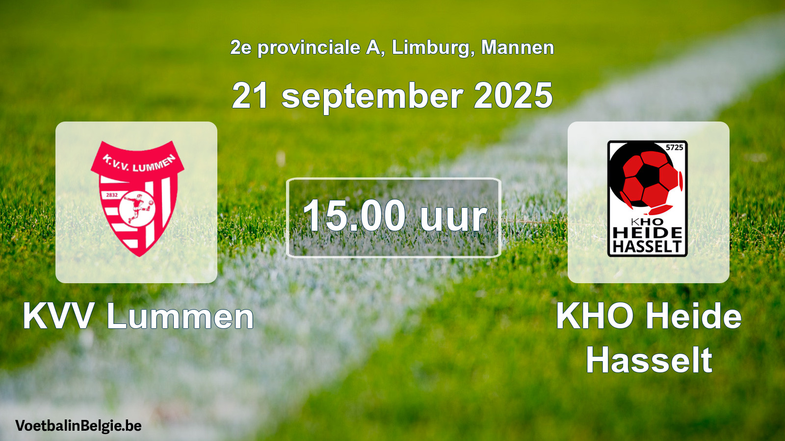 Scheduled match men football: KVV Lummen - KHO Heide Hasselt (21 September 2025)