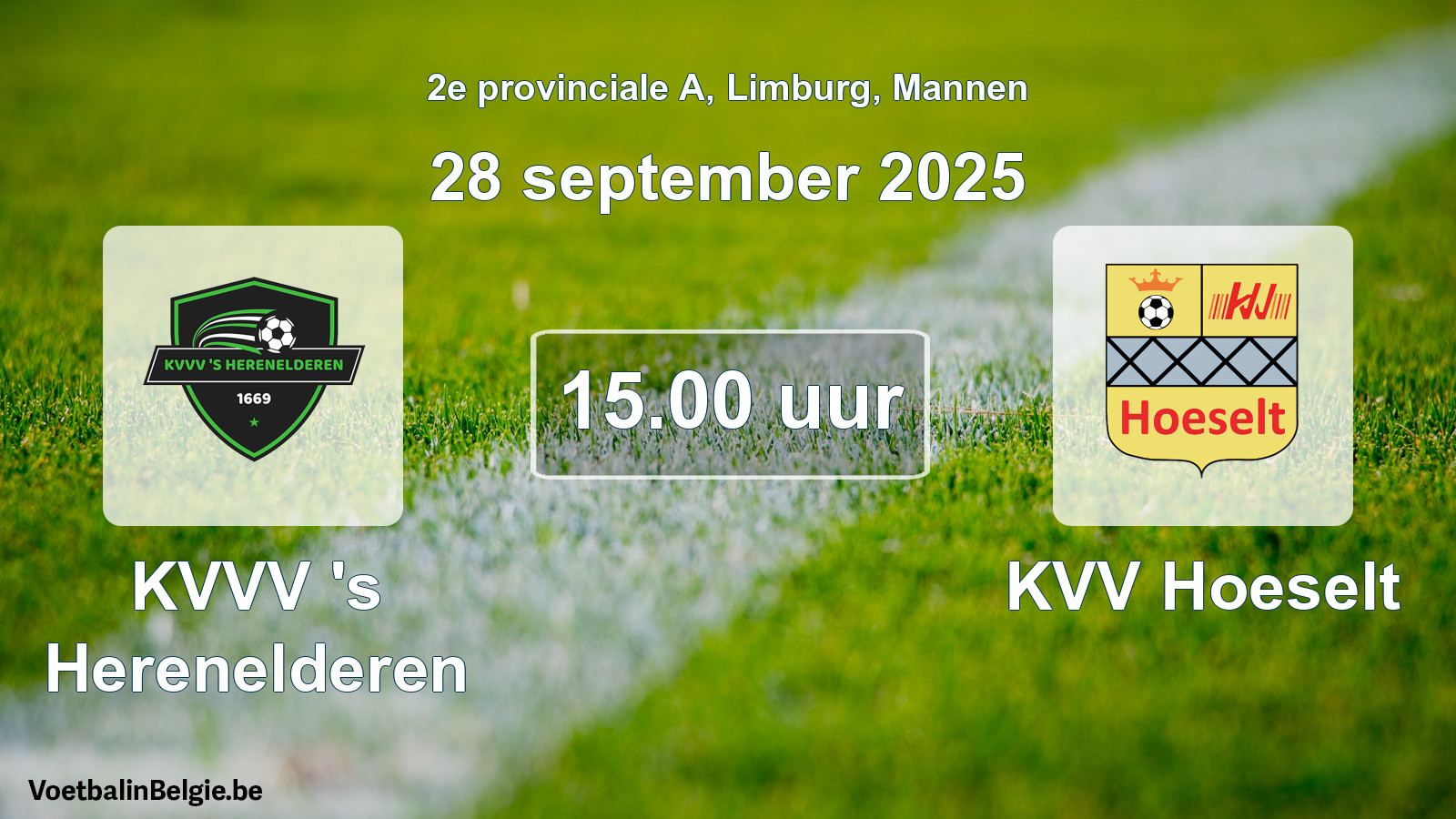 Geplande wedstrijd mannenvoetbal: KVVV 's Herenelderen - KVV Hoeselt (28 september 2025)