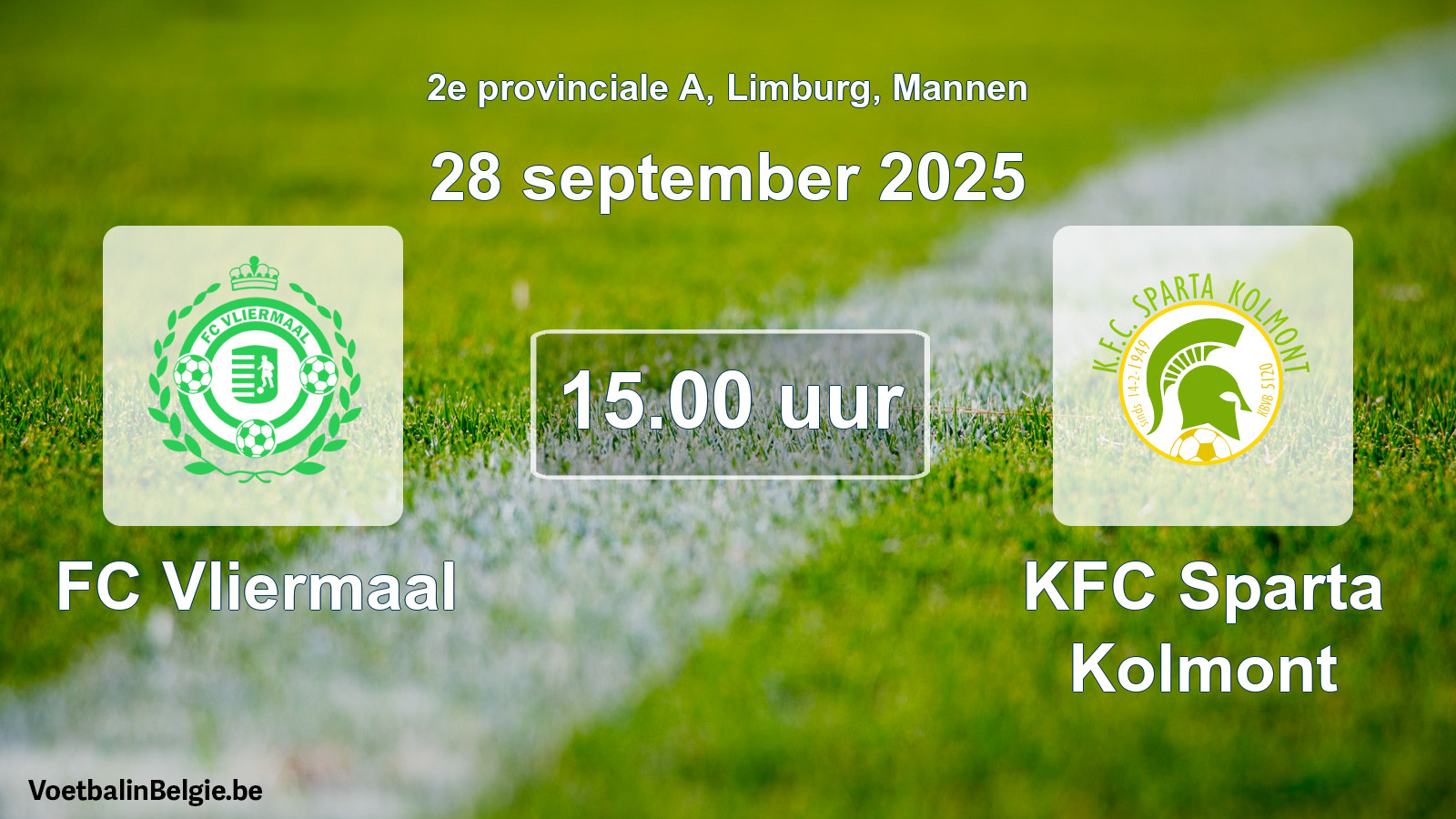 Scheduled match men football: FC Vliermaal - KFC Sparta Kolmont (28 September 2025)
