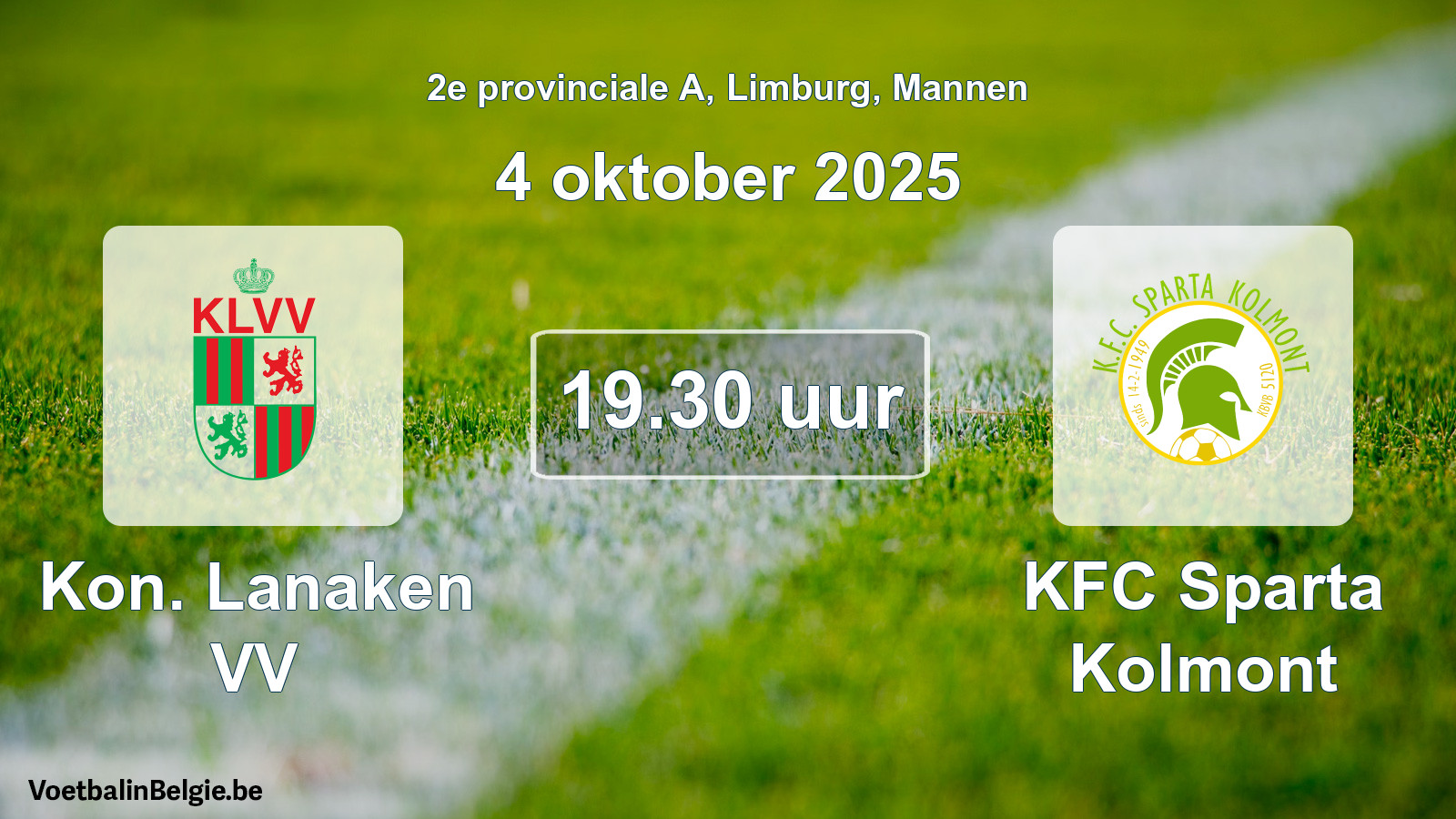 Scheduled match men football: Kon. Lanaken VV - KFC Sparta Kolmont (4 October 2025)