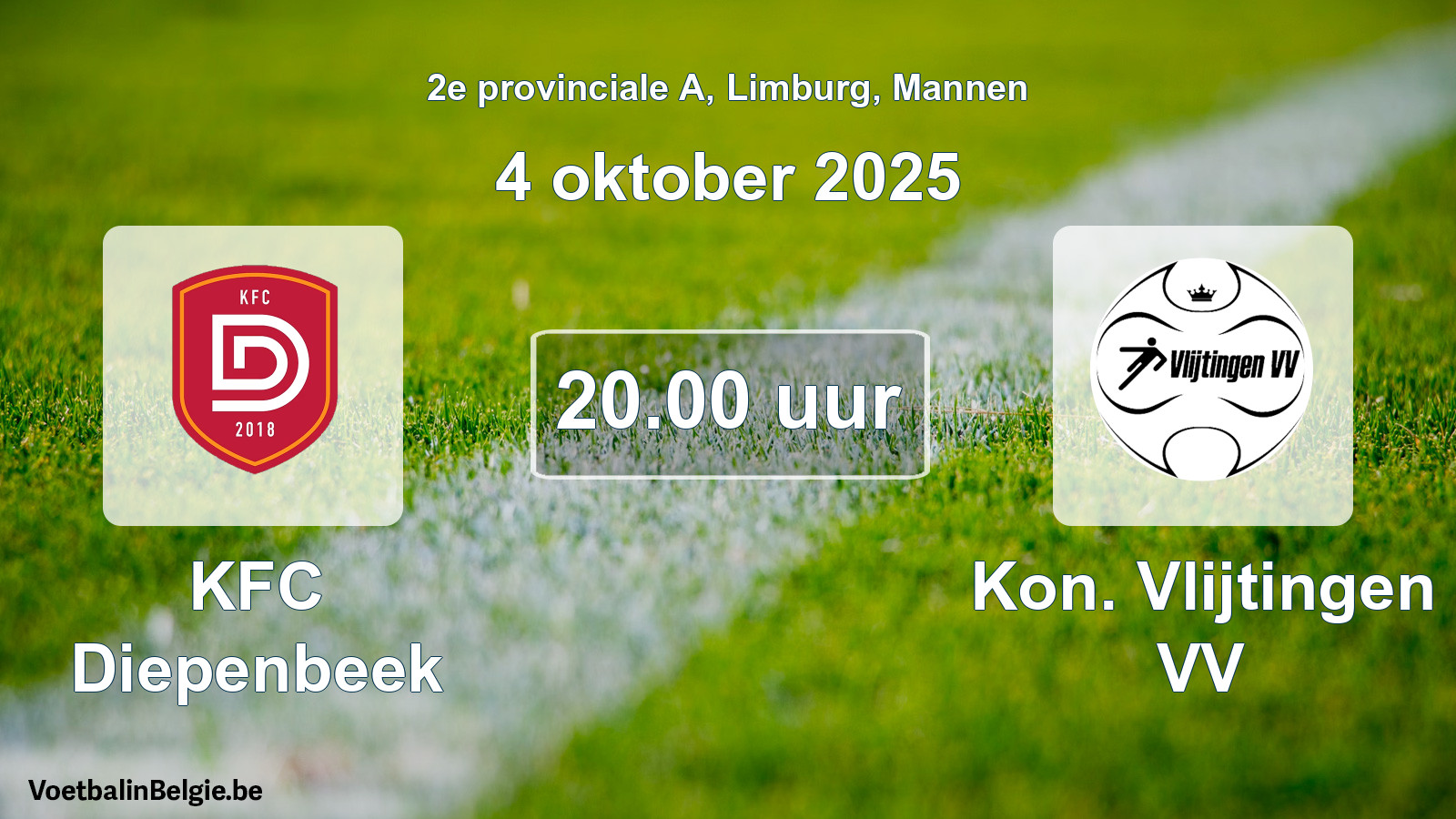 Scheduled match men football: KFC Diepenbeek - Kon. Vlijtingen VV (4 October 2025)