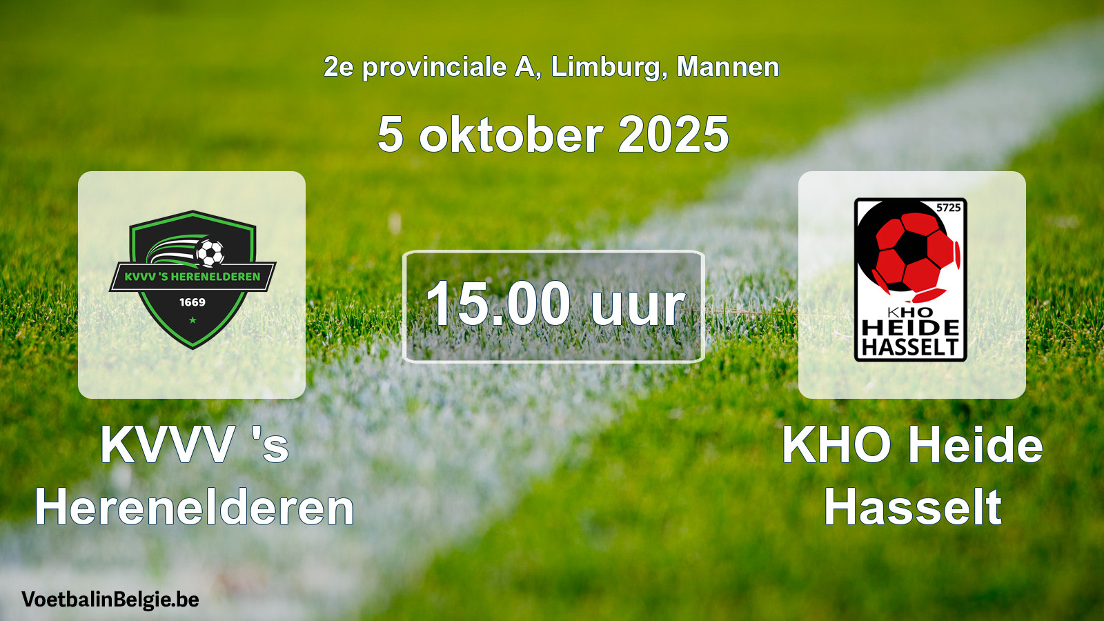 Scheduled match men football: KVVV 's Herenelderen - KHO Heide Hasselt (5 October 2025)