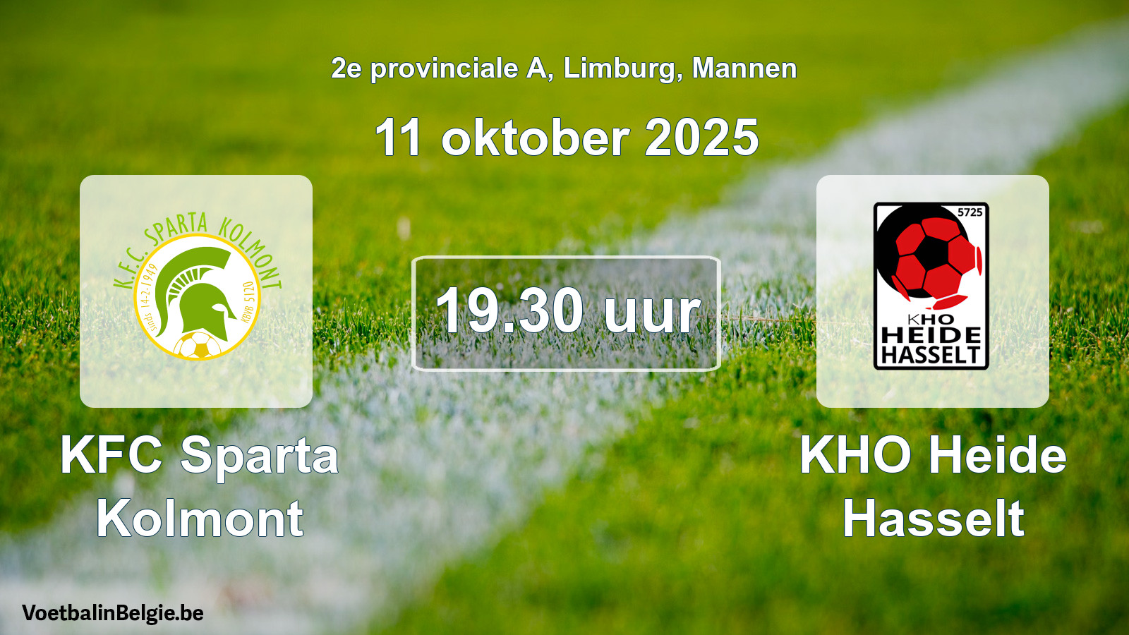 Scheduled match men football: KFC Sparta Kolmont - KHO Heide Hasselt (11 October 2025)