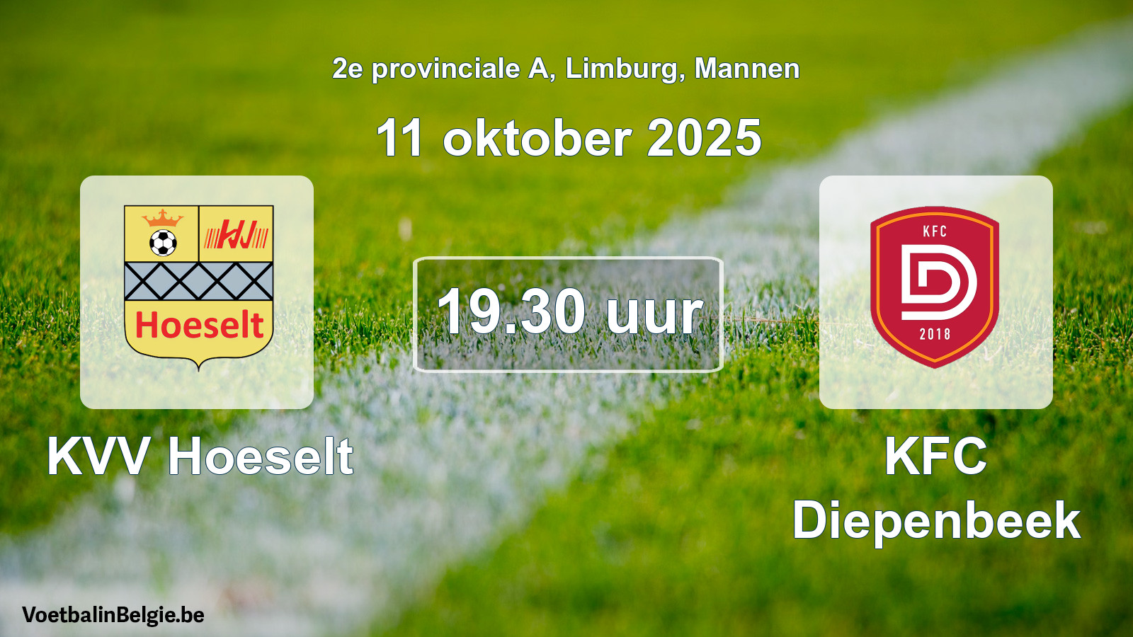 Geplantes Spiel männer-Fußball: KVV Hoeselt - KFC Diepenbeek (11 Oktober 2025)