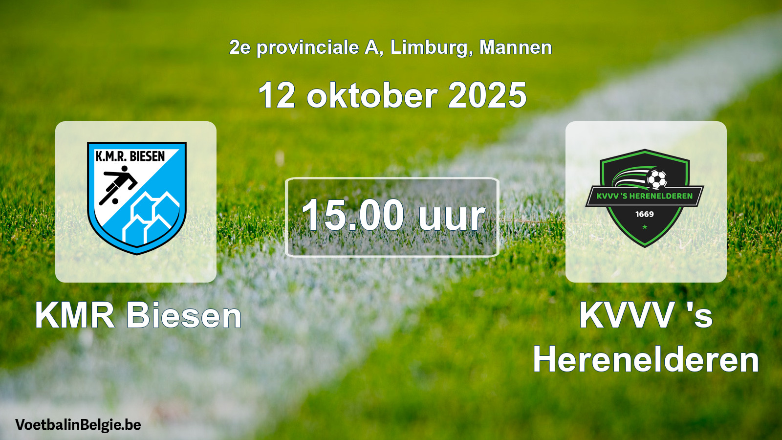 Scheduled match men football: KMR Biesen - KVVV 's Herenelderen (12 October 2025)