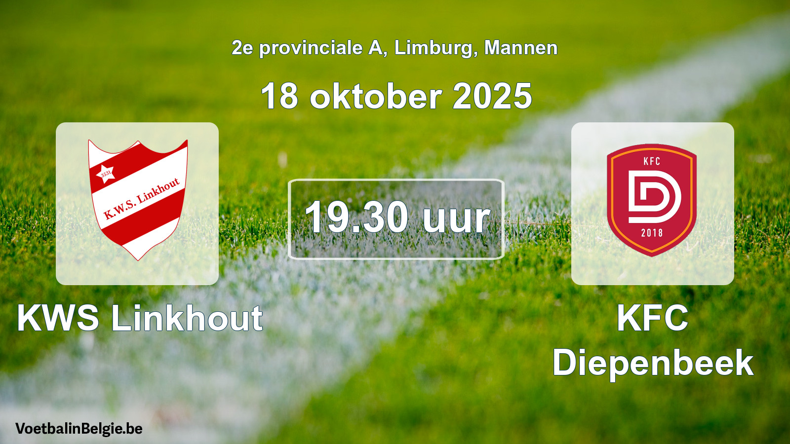 Geplande wedstrijd mannenvoetbal: KWS Linkhout - KFC Diepenbeek (18 oktober 2025)