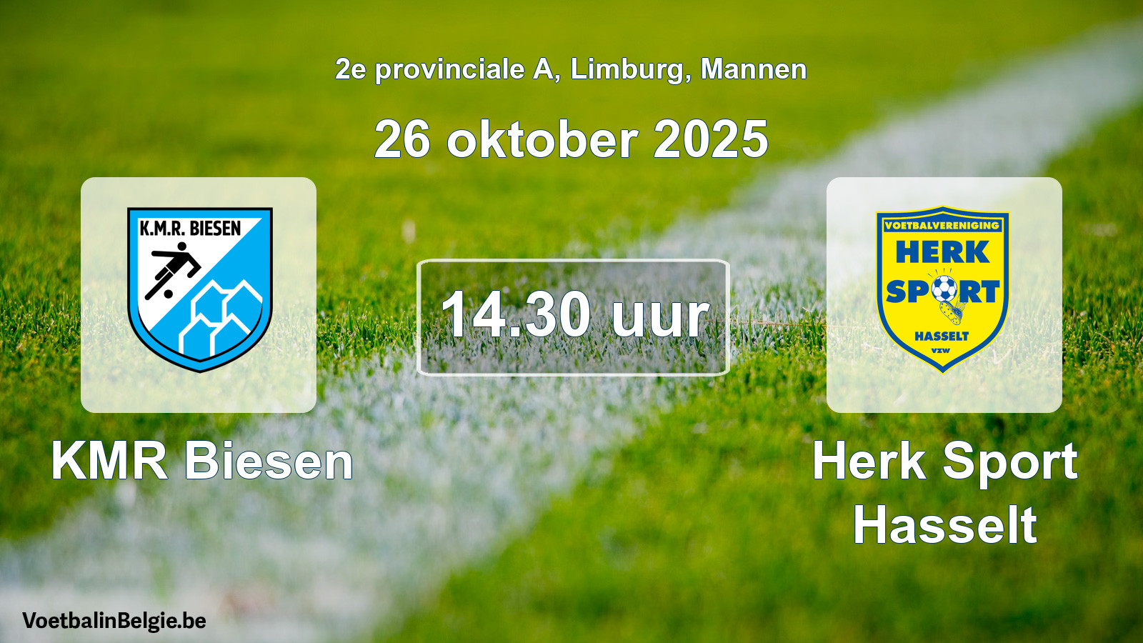Geplande wedstrijd mannenvoetbal: KMR Biesen - Herk Sport Hasselt (26 oktober 2025)